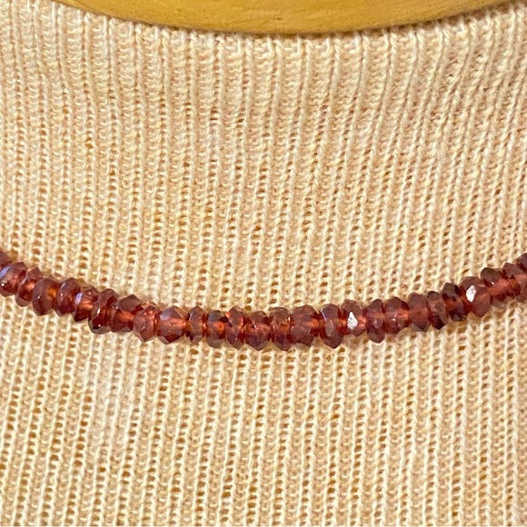 Natural Hessonite Small Faceted Rondell Beaded Choker Necklace - Picture 3 of 9